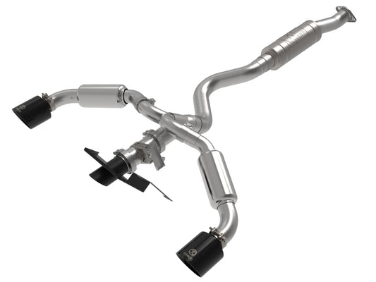 aFe 23-24 Toyota GR Corolla L3 1.6L (t) Gemini XV 3in to 2-1/2in Cat Back Exhaust w/ Black Tips aFe