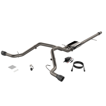 QTP 2014-2018 Silverado/Sierra Screamer Split Rear Exit Cat Back Black Tips - 410015B QTP