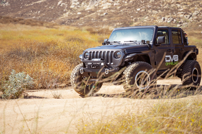 DV8 Offroad 07-23 Jeep Wrangler/Gladiator JT/JK/JL FS-25 Stubby Front Bumper w/Plated Bull Bar DV8 Offroad