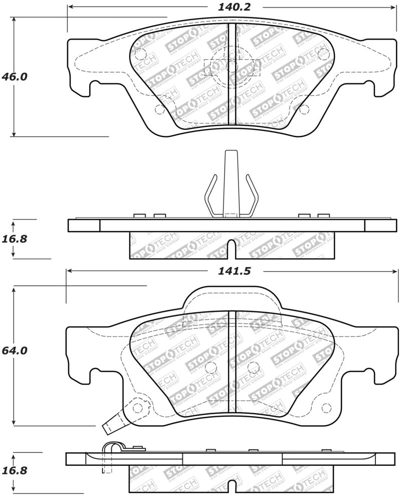 StopTech Street Disc Rear Brake Pads - 305.14980