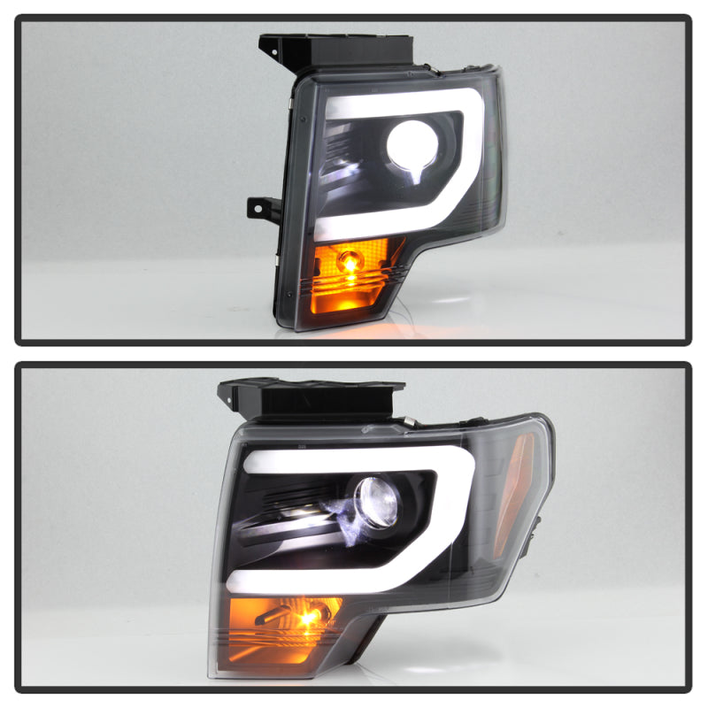 Spyder Ford F150 09-14 Halogen Light Bar Projector Headlights Black PRO-YD-FF15009PL-BK SPYDER