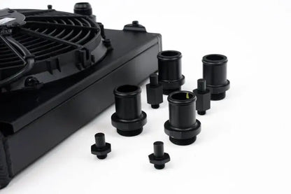 CSF 2858X Universal Half Radiator w/-16AN & Slip-On Fittings/12in SPAL Fan & Shroud CSF