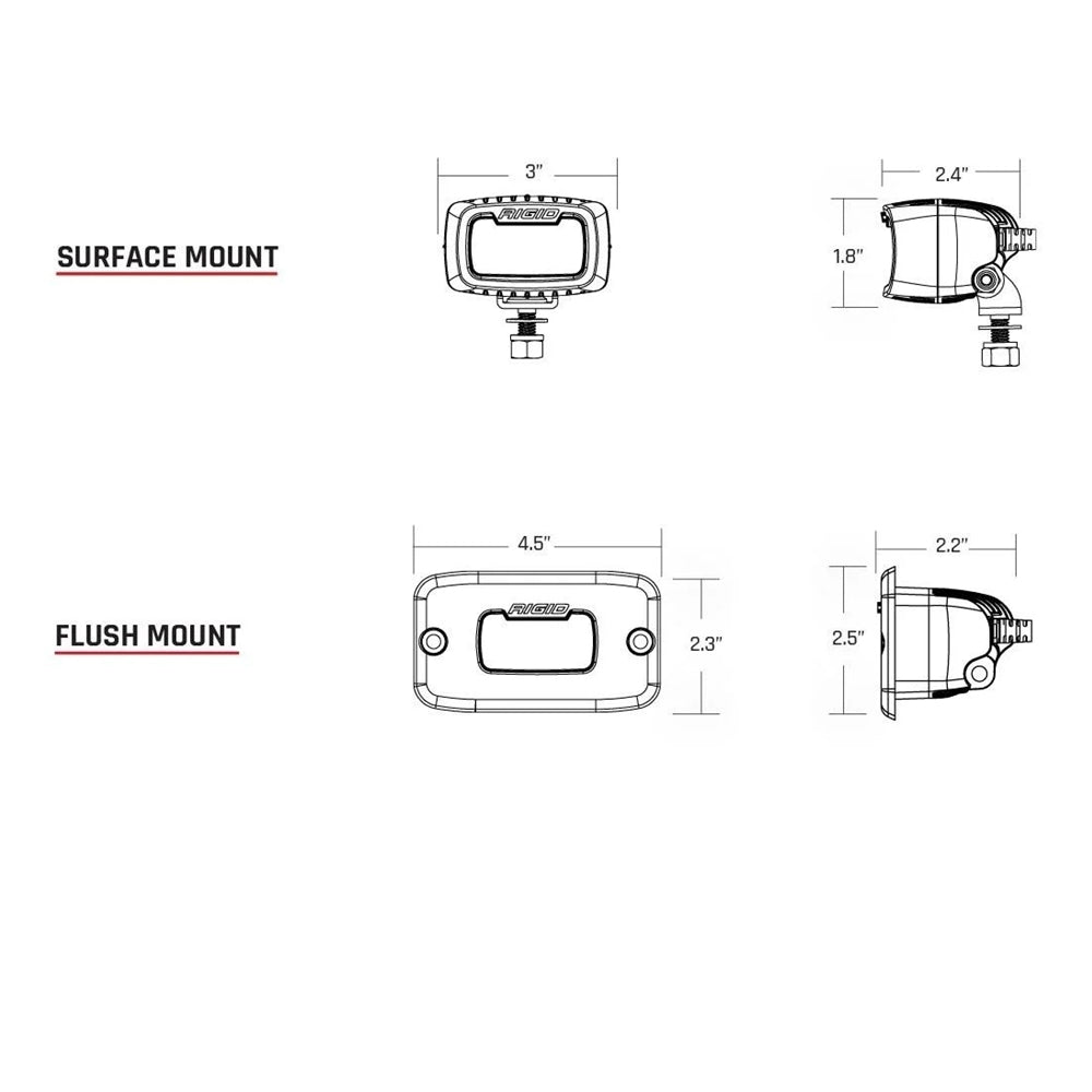 Rigid Industries Flood/Diffused Backup Surface Mount Kit SR-M Pro - 980003