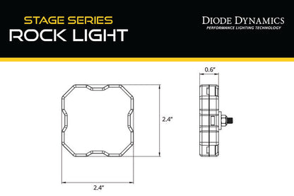 Diode Dynamics Stage Series SXS Rock Light Installer Kit, RGBW M8 w/Controller (4-pack) Diode Dynamics