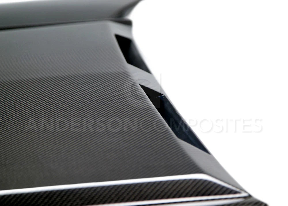 Anderson Composites 2015 - 2017 Mustang Double Sided Carbon Fiber Ram Air Hood - AC-HD15FDMU-AB-DS