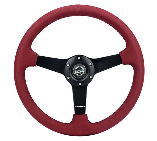 NRG Innovations 350mm Reinforced Flat Steering Wheel - Microfiber / Micro Suede - Matte Black Spokes - Black Stitch – RST-037MB-BUA