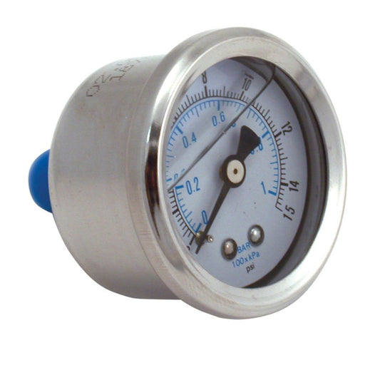 Spectre Fuel Pressure Gauge Fuel Pressure Liquid Filled 0-15 Psi - 2515