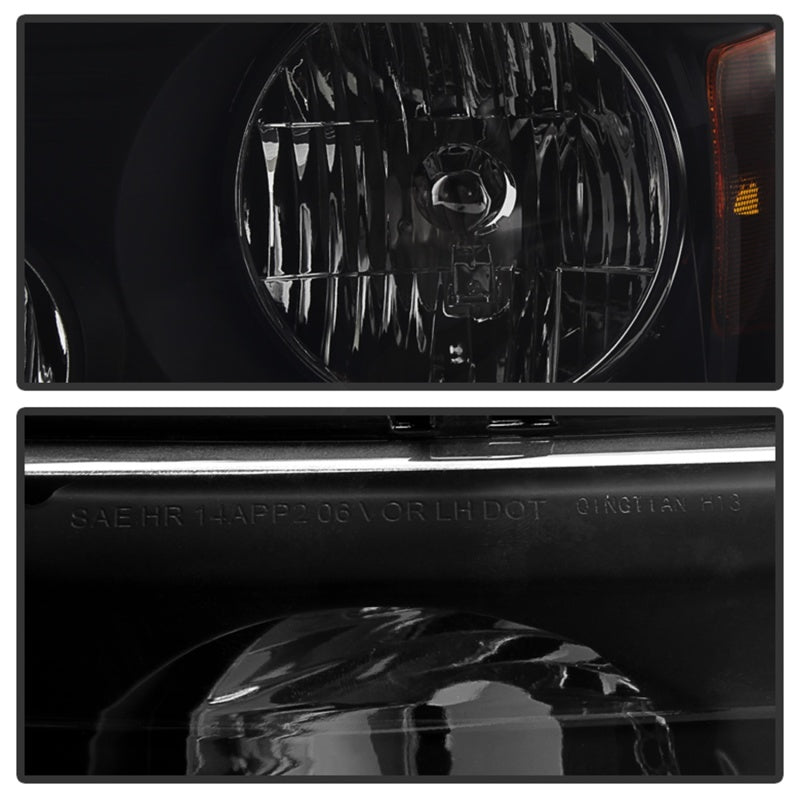 Xtune Ford F150 04-08 Amber Crystal Headlights Black Smoked HD-JH-FF15004-AM-BSM SPYDER