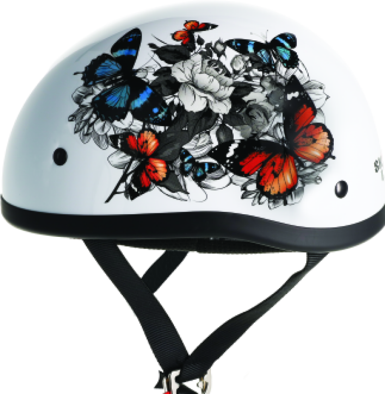 Bikers Choice Skid Lids White Rose Original Helmet- Medium - 649526