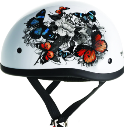 Bikers Choice Skid Lids White Rose Original Helmet- Medium - 649526