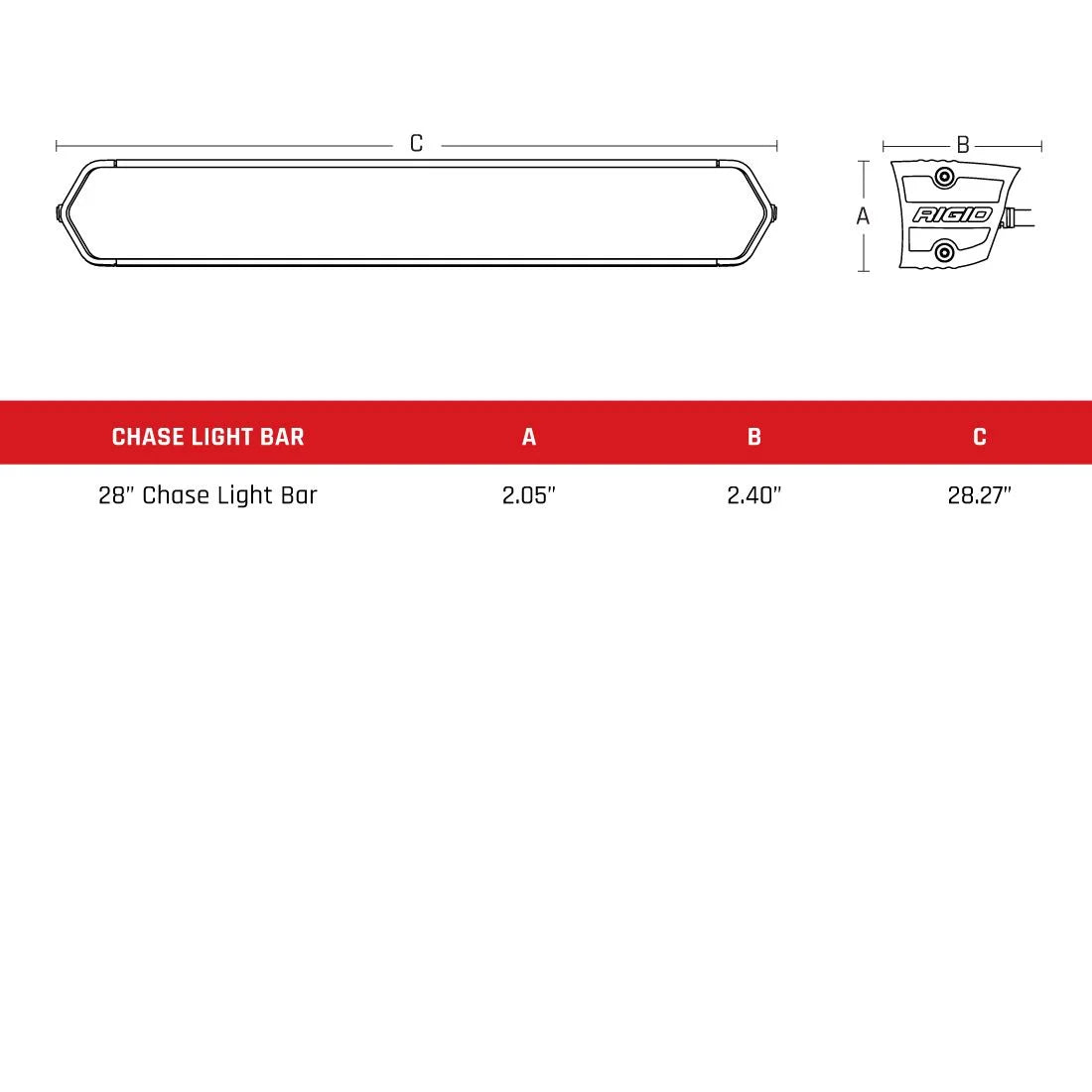 Rigid Industries 28 Inch LED Light Bar Rear Facing 27 Mode 5 Color Tube Mount Chase Series - 901801 Rigid Industries