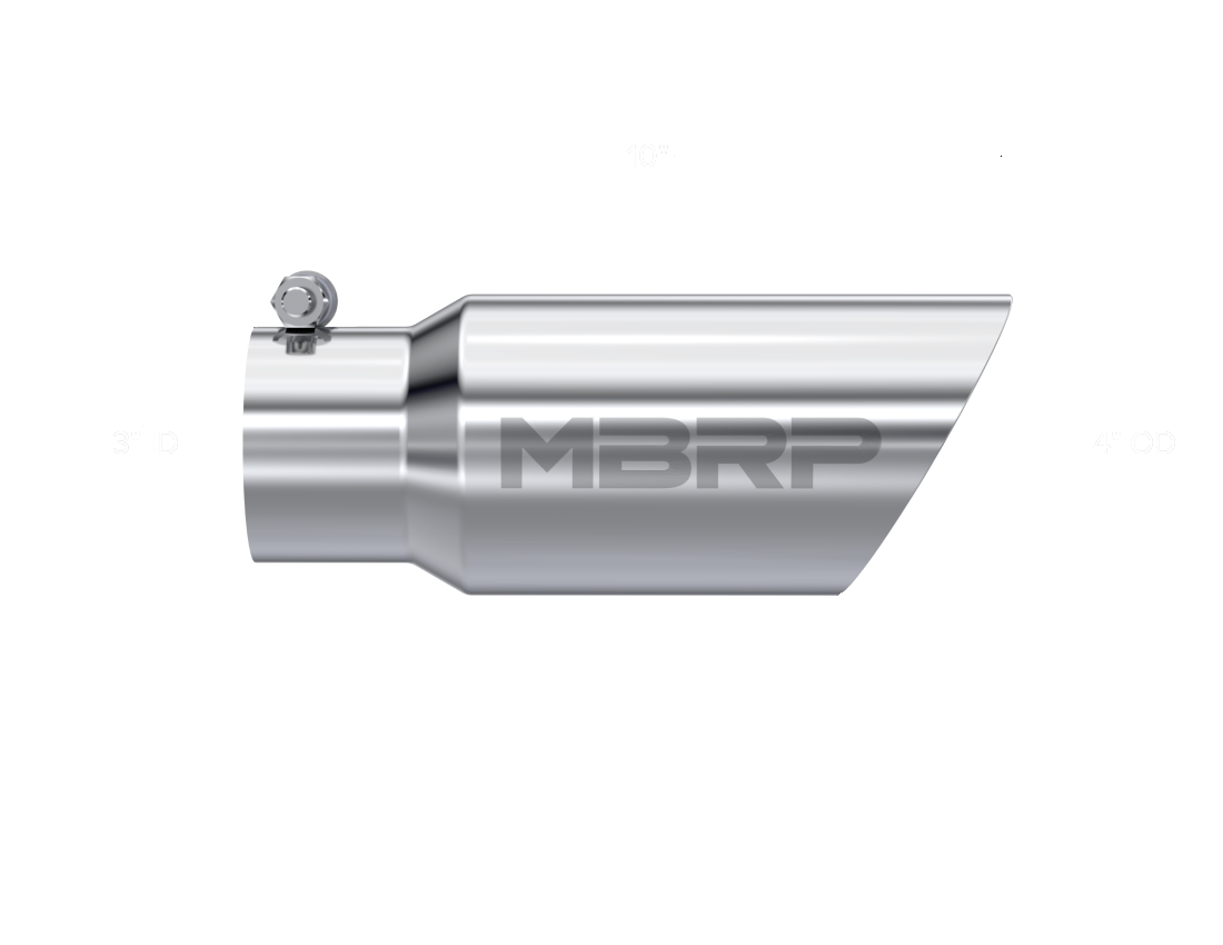 MBRP Universal Tip 4in OD 3in Inlet 10in Length Dual Wall Angled End T304 - T5156 MBRP