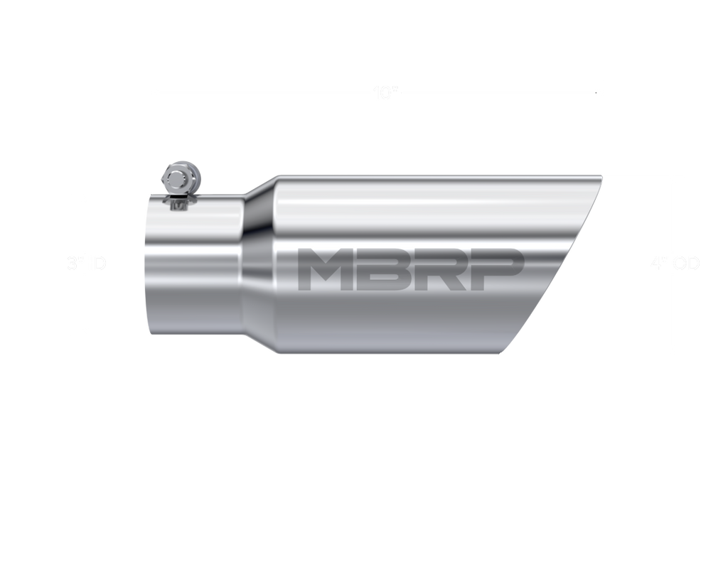 MBRP Universal Tip 4in OD 3in Inlet 10in Length Dual Wall Angled End T304 - T5156