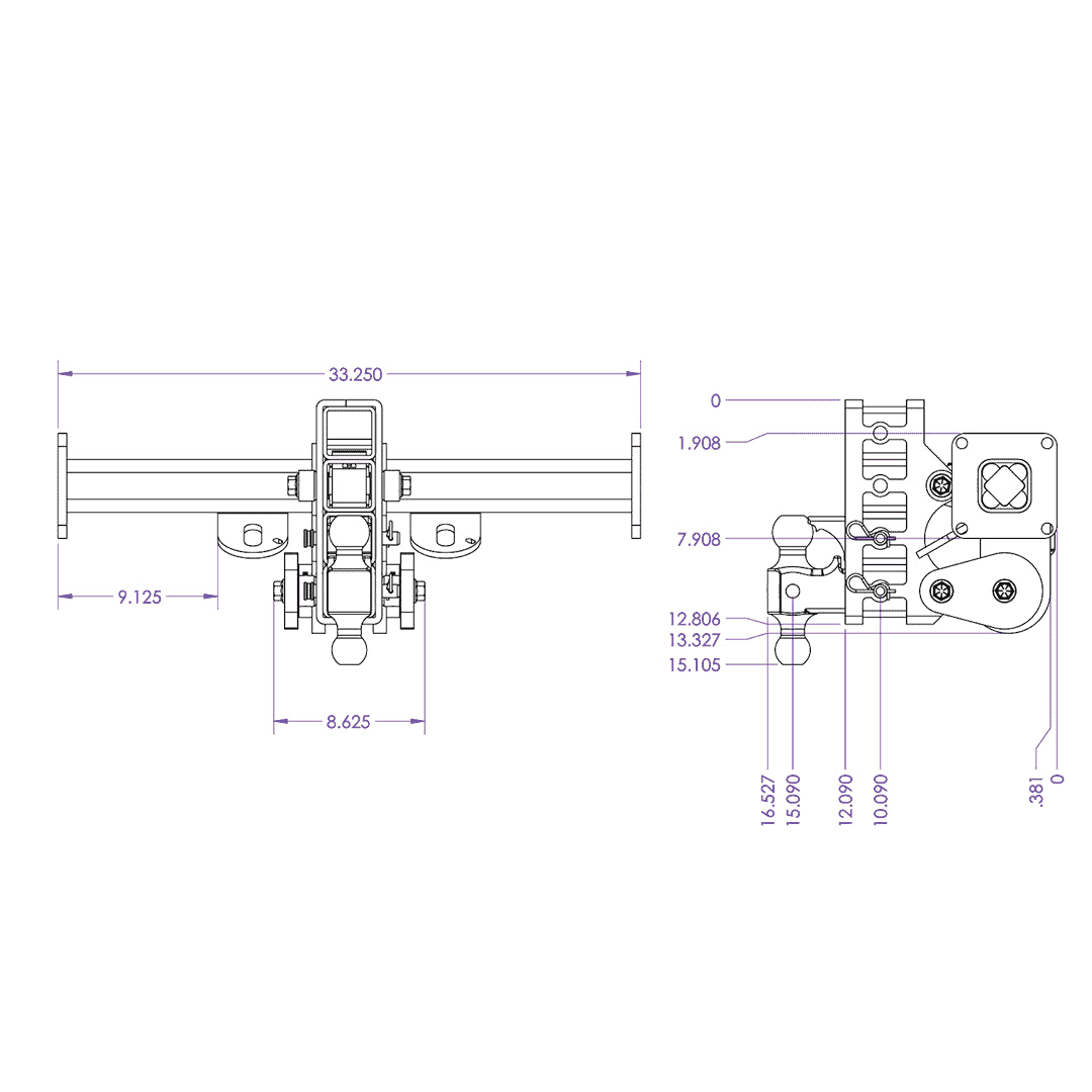 Gen-Y Traveller Torsion-Flex 2.5″ Shank 6″ Offset Drop 2.4K TW 21K Hitch Chassis Frame Mount &amp; GH-061 Dual-Ball &amp; GH-062 Pintle Lock - GH-6124