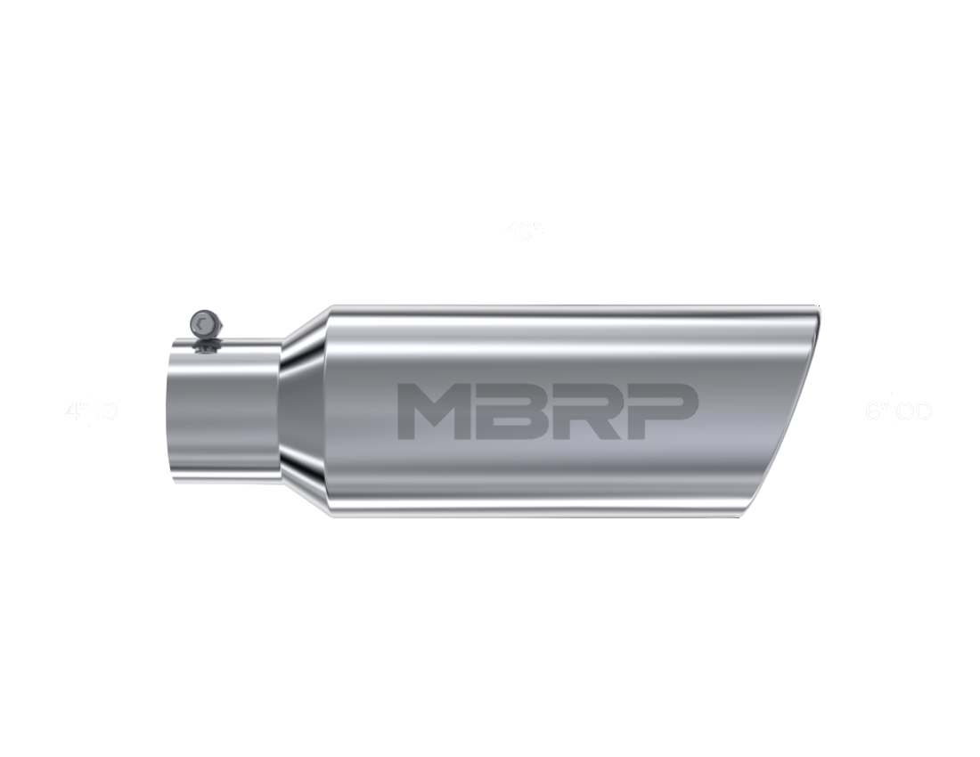 MBRP Universal Tip 6in OD Rolled End 4in Inlet 18in Length T304 - T5130 MBRP