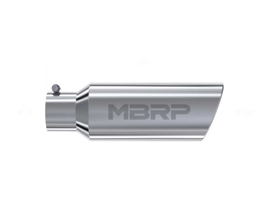 MBRP Universal Tip 6in OD Rolled End 4in Inlet 18in Length T304 - T5130