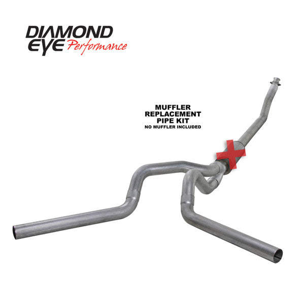 DIAMOND EYE 4" ALUMINIZED TURBO BACK DUALS 98.5-02 5.9L DODGE CUMMINS DEPK4214A-RP - Straight Pipe