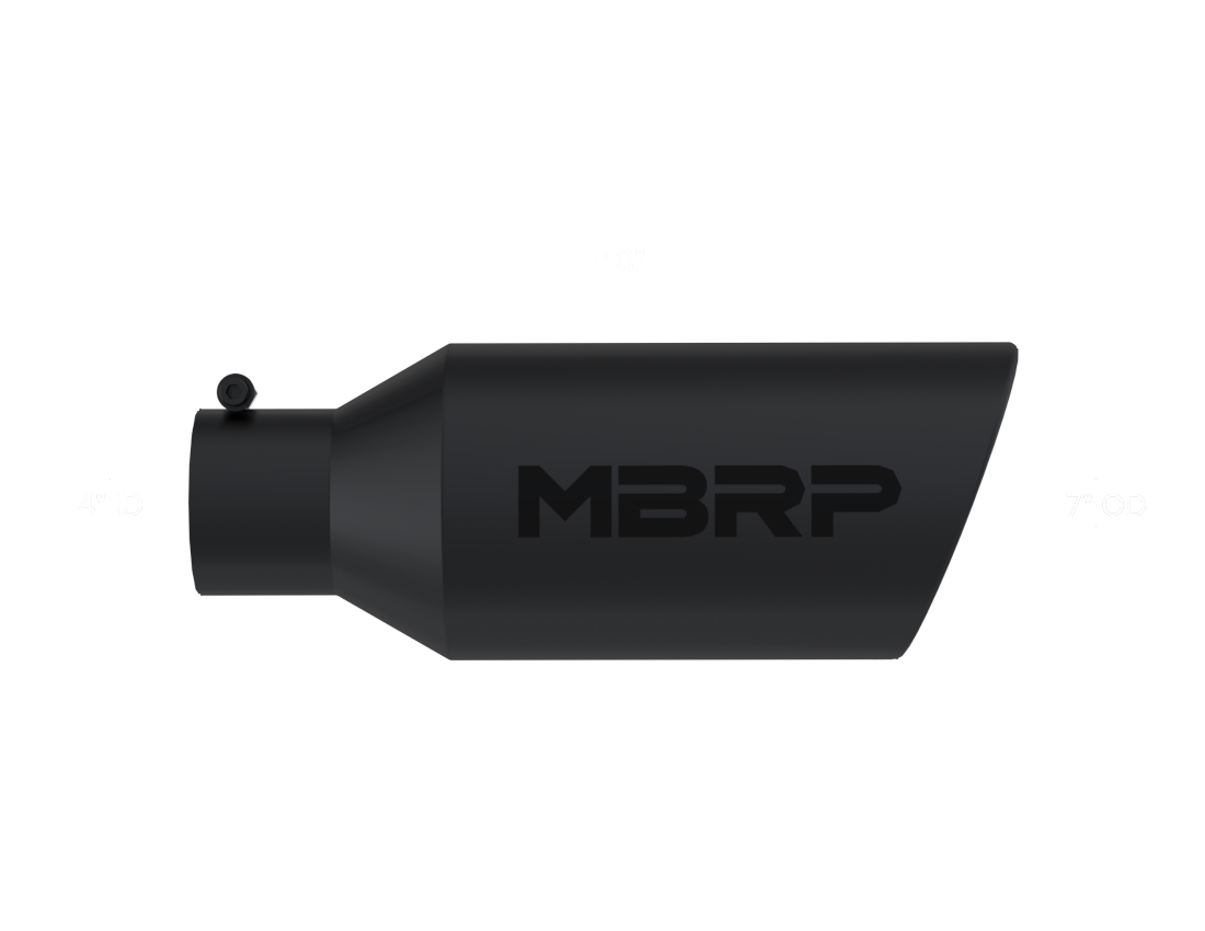 MBRP Universal Exhaust Tip 7in O.D. Rolled End 4in Inlet 18in Length - Black - T5126BLK MBRP