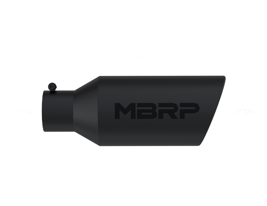 MBRP Universal Exhaust Tip 7in O.D. Rolled End 4in Inlet 18in Length - Black - T5126BLK