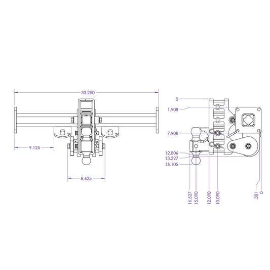Gen-Y Traveller Torsion-Flex  2.5″ Shank 9″ Drop 2.4K TW 32K Hitch Chassis Frame Mount & GH-0161 Dual-Ball & GH-0162 Pintle Lock - GH-6624