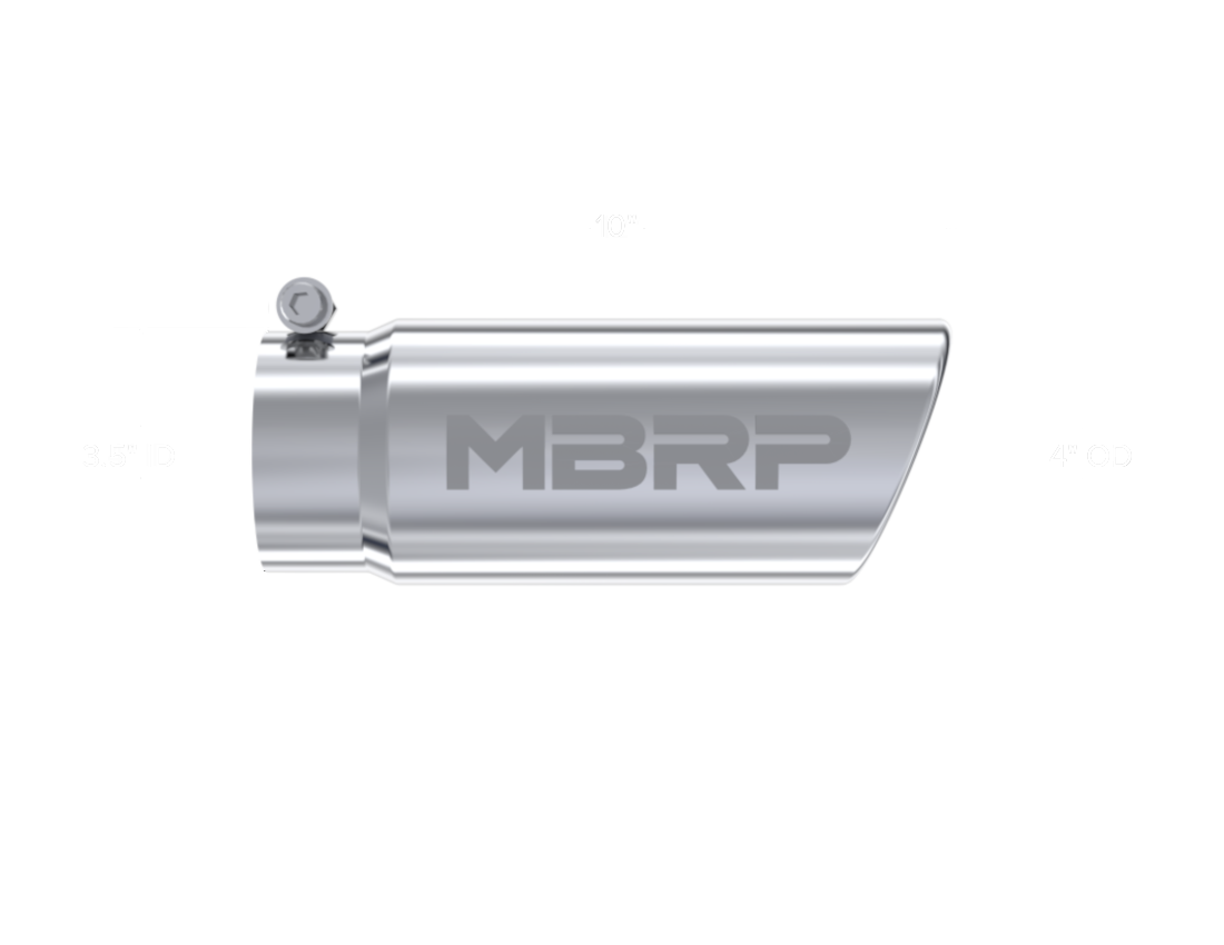 MBRP Universal Tip 4in O.D. Angled Rolled End 3 inlet 10 length - T5112