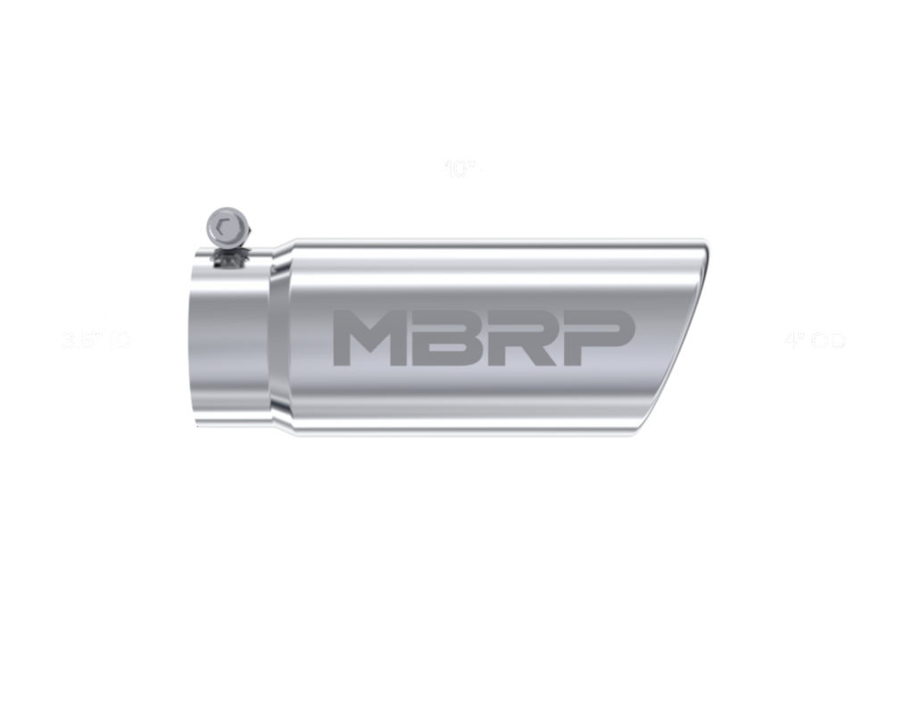 MBRP Universal Tip 4in O.D. Angled Rolled End 3 inlet 10 length - T5112