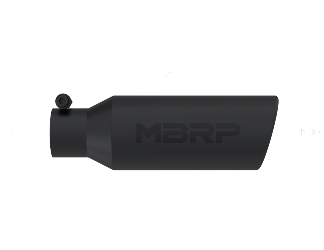 MBRP Universal Tip 4in O.D. Angled Rolled End 2.5in inlet 12in length Black - T5150BLK MBRP