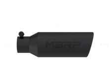 Load image into Gallery viewer, MBRP Universal Tip 4in O.D. Angled Rolled End 2.5in inlet 12in length Black - T5150BLK