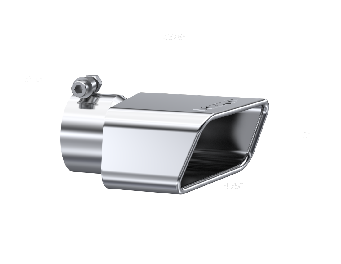 MBRP Universal Tip 4.50in x 2.75in ID Rectangle Angled Cut 3in OD Inlet 7.75in Lgth T304 Driver Side - T5119 MBRP