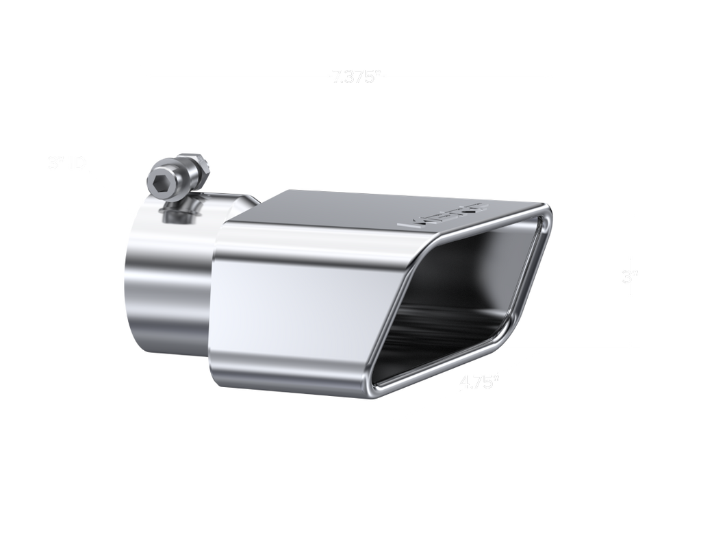 MBRP Universal Tip 4.50in x 2.75in ID Rectangle Angled Cut 3in OD Inlet 7.75in Lgth T304 Driver Side - T5119