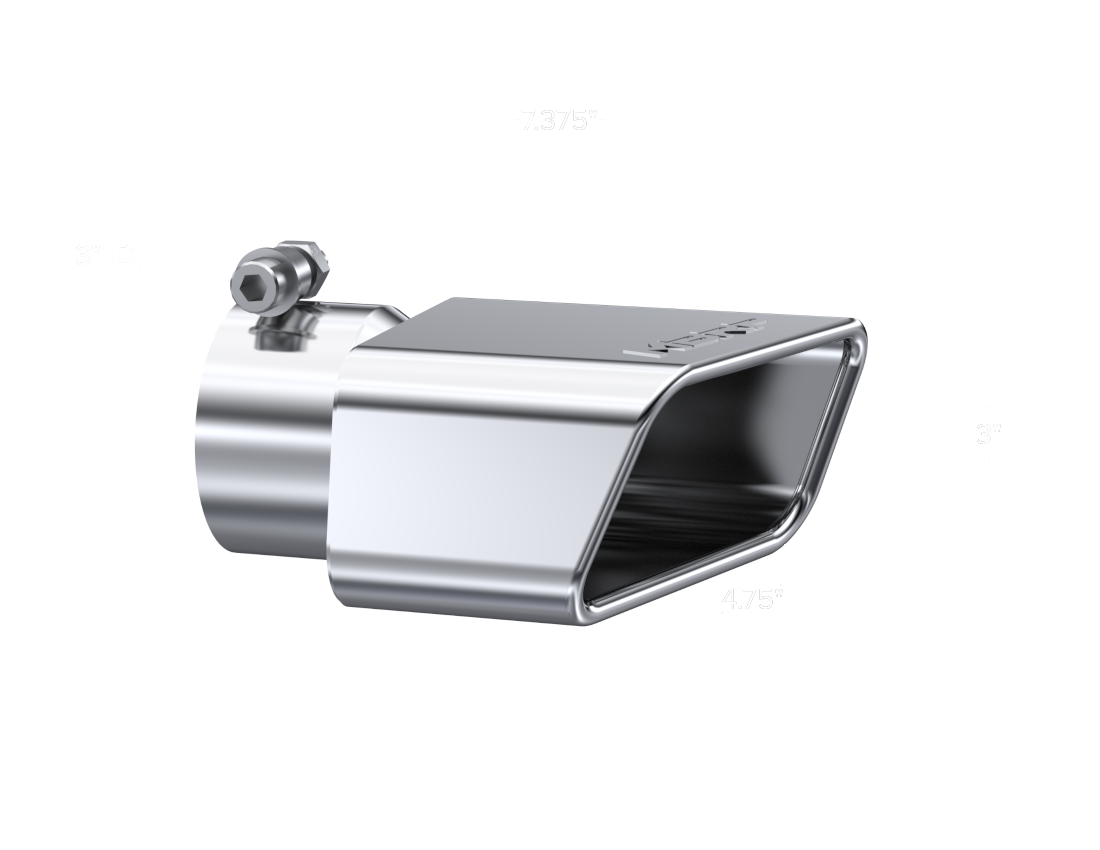 MBRP Universal Tip 4.50in x 2.75in ID Rectangle Angled Cut 3in OD Inlet 7.75in Lgth T304 Driver Side - T5119