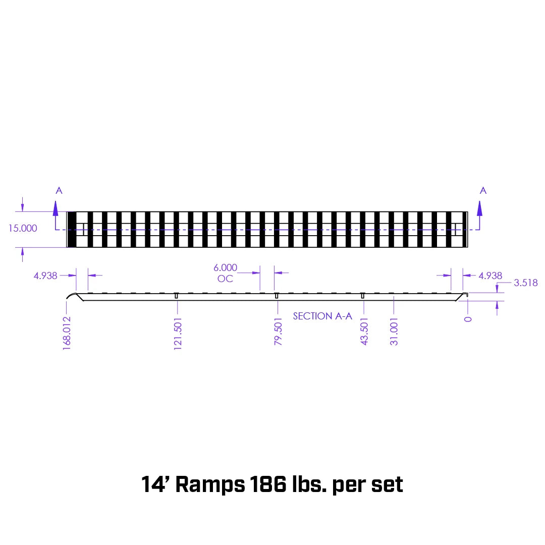 Gen-Y Heavy-Duty 14ft Aluminum Loading Ramps 15″ x 168″ 4K Capacity Per Ramp (Pair) - GH-16168