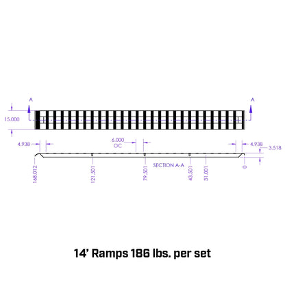 Gen-Y Heavy-Duty 14ft Aluminum Loading Ramps 15″ x 168″ 4K Capacity Per Ramp (Pair) - GH-16168