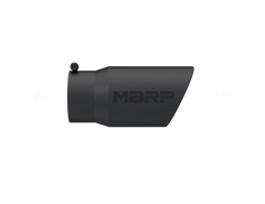 MBRP Universal Tip 6in O.D. Angled Rolled End 5 inlet 12 length - Black Finish - T5075BLK
