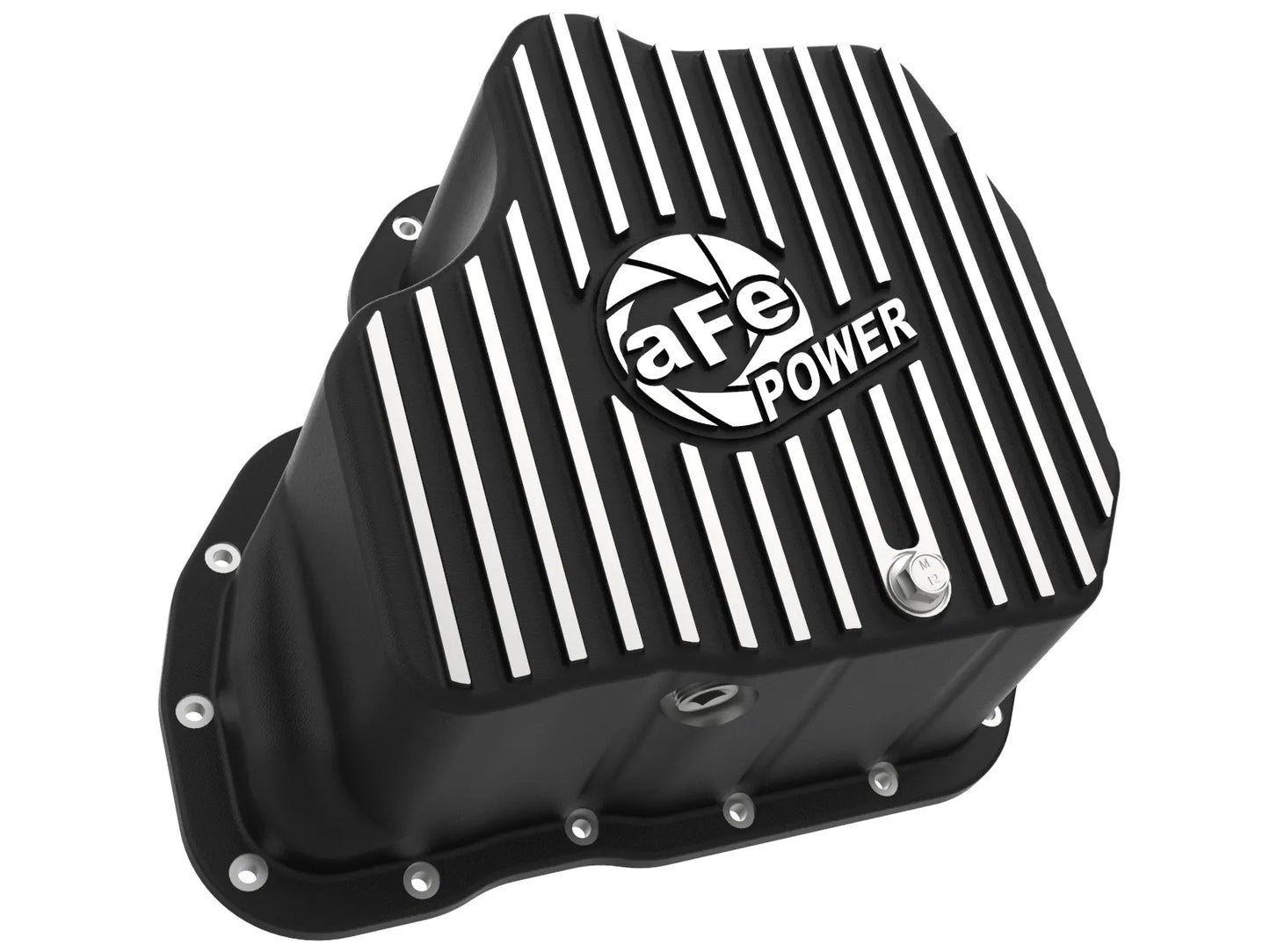 aFe 2011-2016 Chevy Silverado / GMC Sierra 2500HD-3500HD Power Pro Series Engine Oil Pan Black w/ Machined Fins - 46-71080B