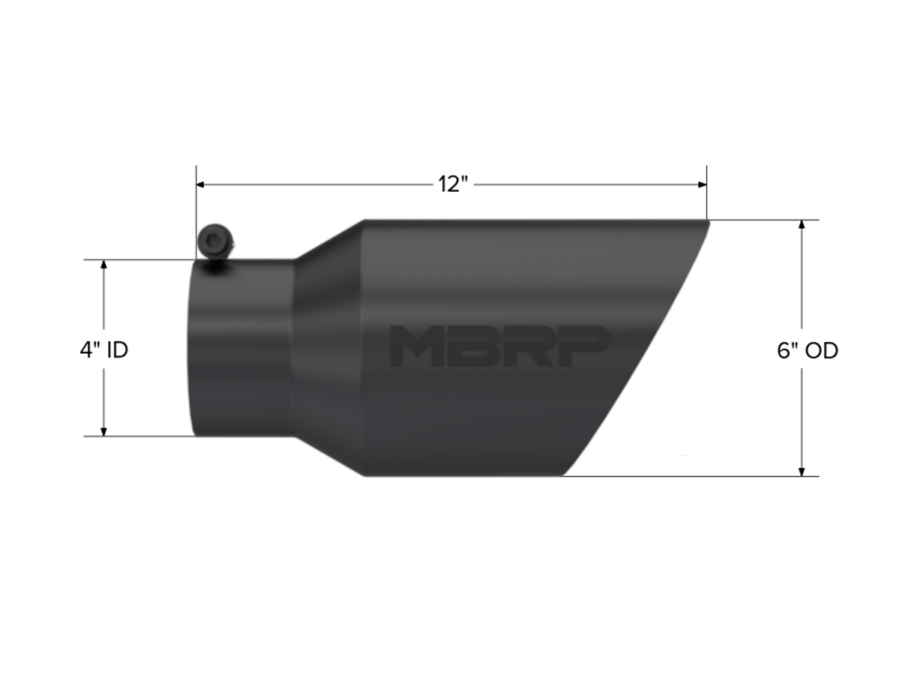 MBRP Universal Tip 6 O.D. Dual Wall Angled 4 inlet 12 length - Black Finish - T5072BLK MBRP