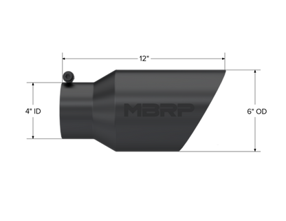 MBRP Universal Tip 6 O.D. Dual Wall Angled 4 inlet 12 length - Black Finish - T5072BLK MBRP