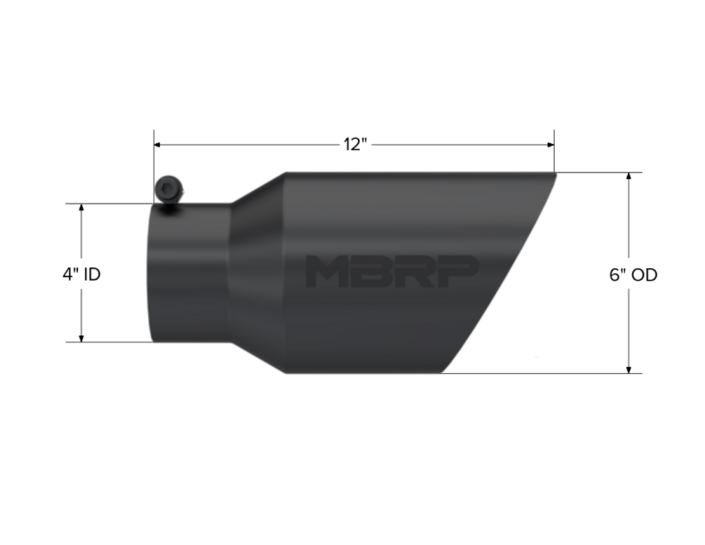 MBRP Universal Tip 6 O.D. Dual Wall Angled 4 inlet 12 length - Black Finish - T5072BLK