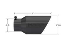 Load image into Gallery viewer, MBRP Universal Tip 6 O.D. Dual Wall Angled 4 inlet 12 length - Black Finish - T5072BLK