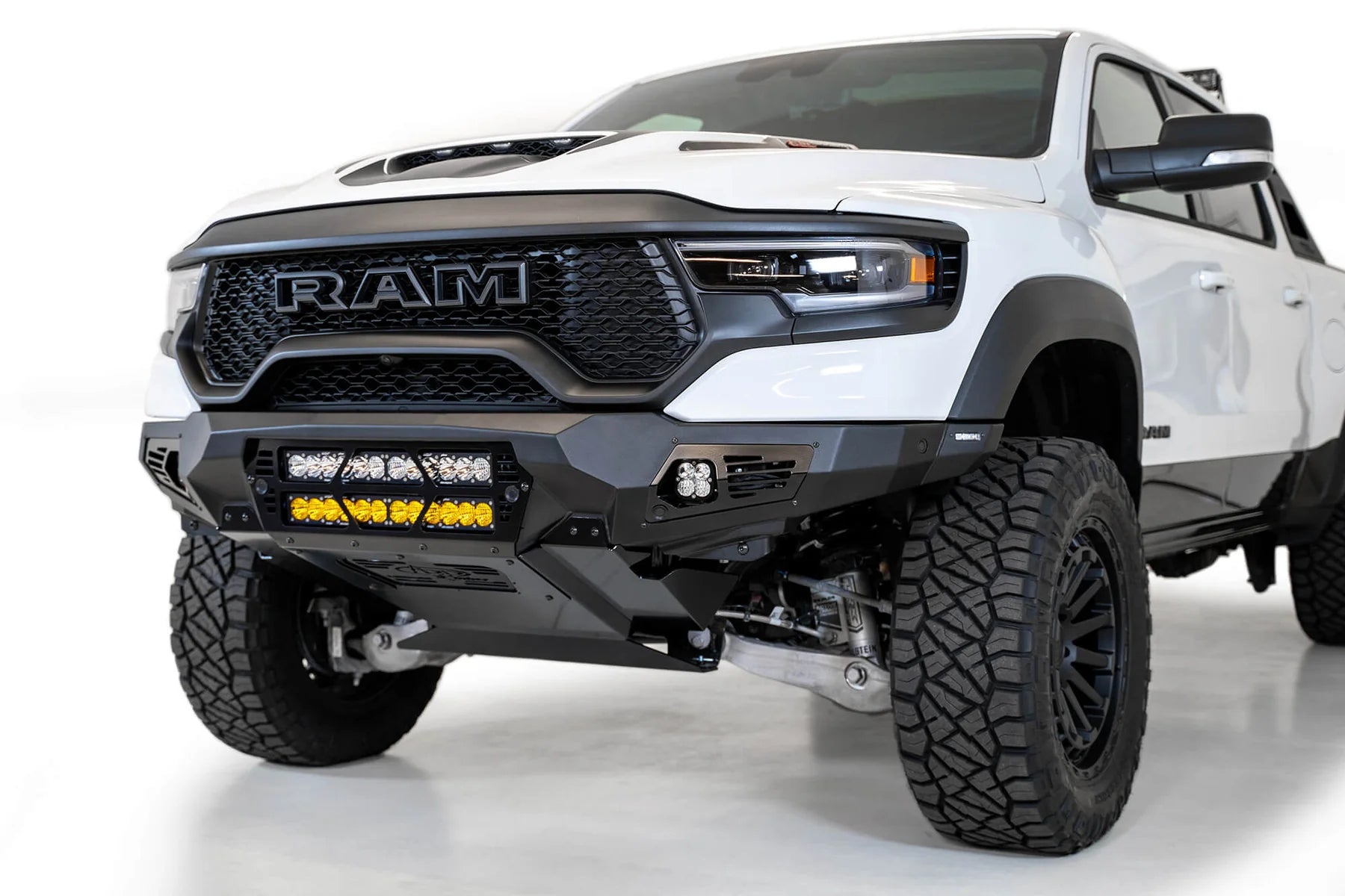 Addictive Desert Designs 2021-2023 Ram 1500 TRX Bomber Front Bumper (20 Inch Lights) - F620012140103 Addictive Desert Designs