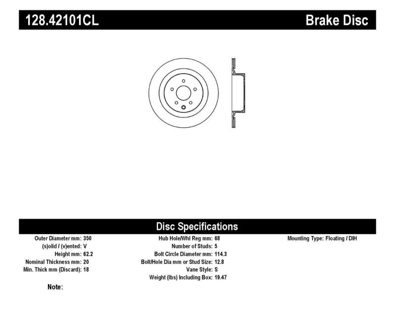 StopTech 13-17 Nissan 370Z Sport Cryo Drilled Left Rear Rotor Stoptech