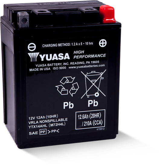 Yuasa YTX14AHL Maintenance Free AGM 12 Volt Battery Yuasa Battery