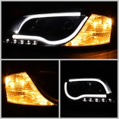 Spyder Audi A3 06-08 Projector Headlights Halogen Model- Light Tube DRL Blk PRO-YD-AA306-LTDRL-BK SPYDER