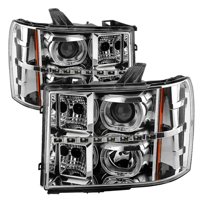 Xtune GMC Sierra 1500/2500/3500 07-13 Projector Headlights LED Halo- Chrome PRO-JH-GSIE07-CFB-C SPYDER