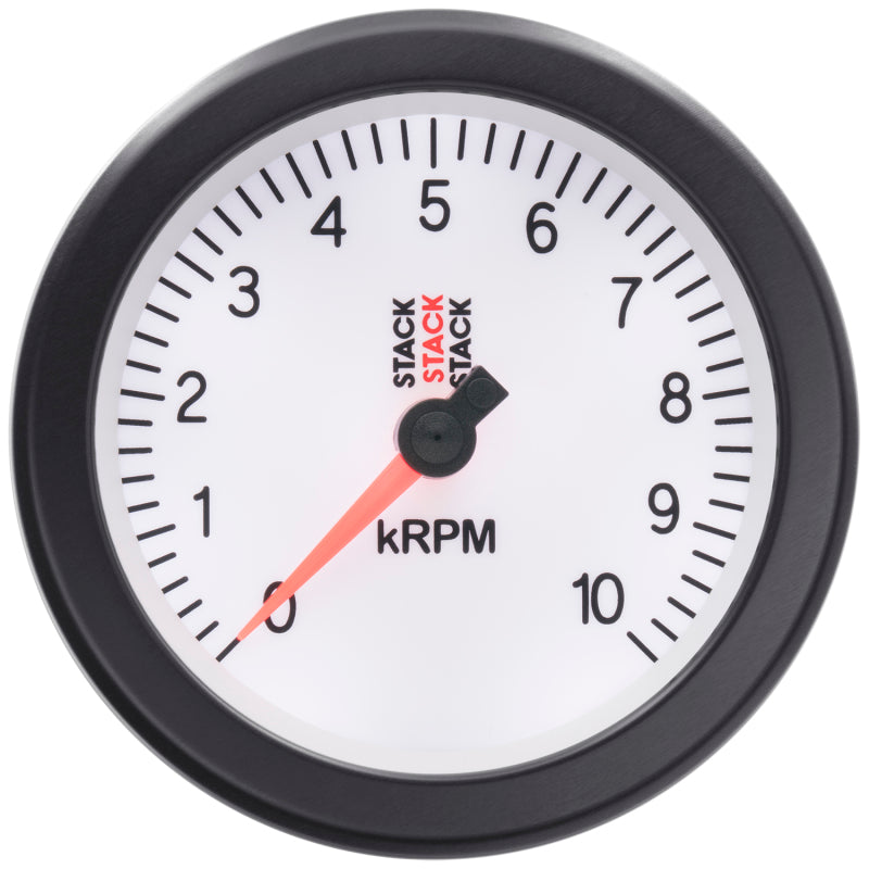 Autometer Stack Sport 88mm 0-10K RPM Tachometer - White ST100-010W