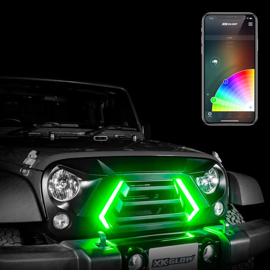 XKGlow XKchrome LED Grill Kit for JK Wrangler - 2007-2018 Jeep Wrangler JK - Part XK-GRILL-JK1-DM