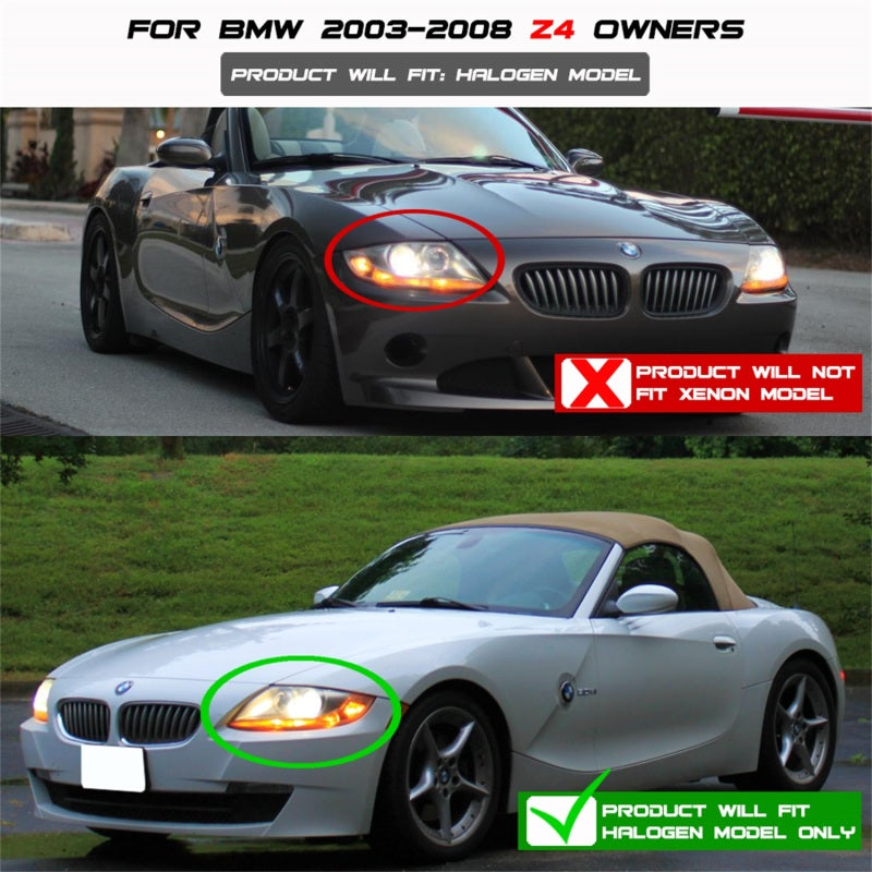 Spyder BMW Z4 03-08 Projector Headlights Halogen Model Only - LED Halo Chrome PRO-YD-BMWZ403-HL-C SPYDER