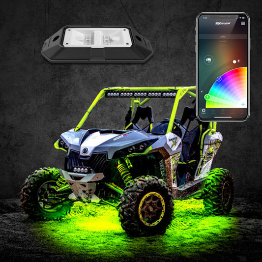 XKGlow 8pc 6W LED Rock Light Advanced Kit with Dual-Mode Dash Mount Controller - Part XK-ROCK-ADV-DM