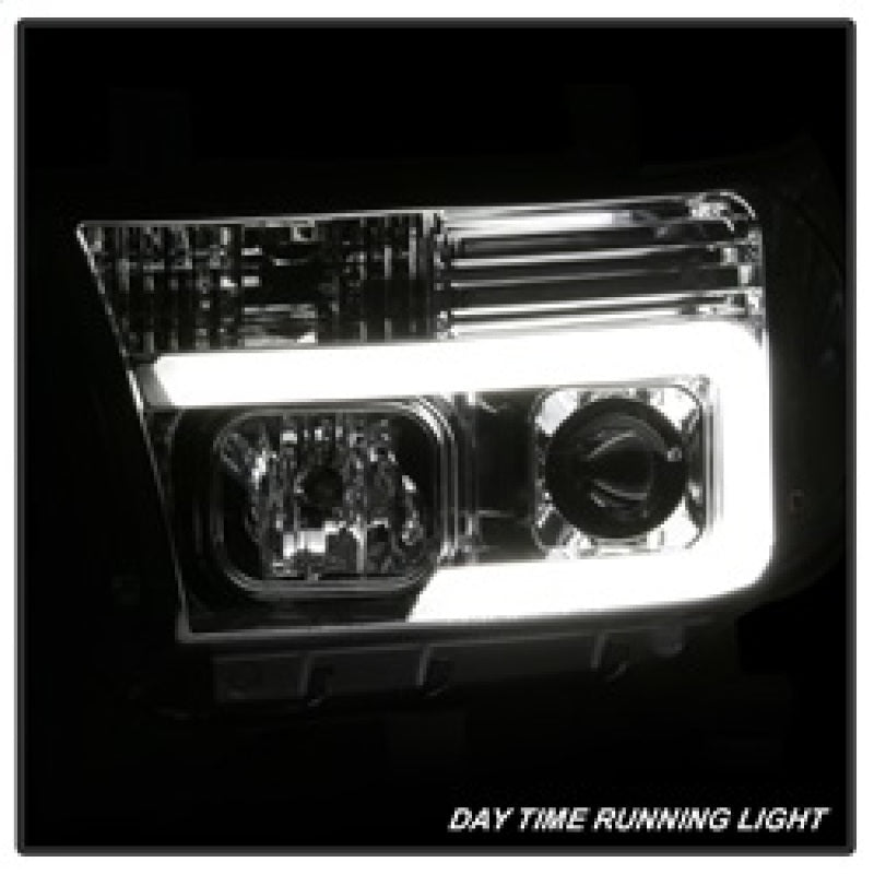 Spyder 07-13 Toyota Tundra V2 Light Bar DRL Projector Headlights - Chrome (PRO-YD-TTU07V2-LB-C) SPYDER