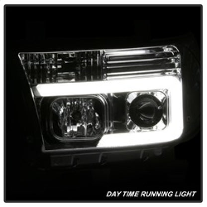 Spyder 07-13 Toyota Tundra V2 Light Bar DRL Projector Headlights - Chrome (PRO-YD-TTU07V2-LB-C) SPYDER